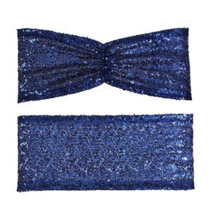 50 count | Navy Blue Sequin Chair Sashes Bands Bows Wedding Party 14x6 inches